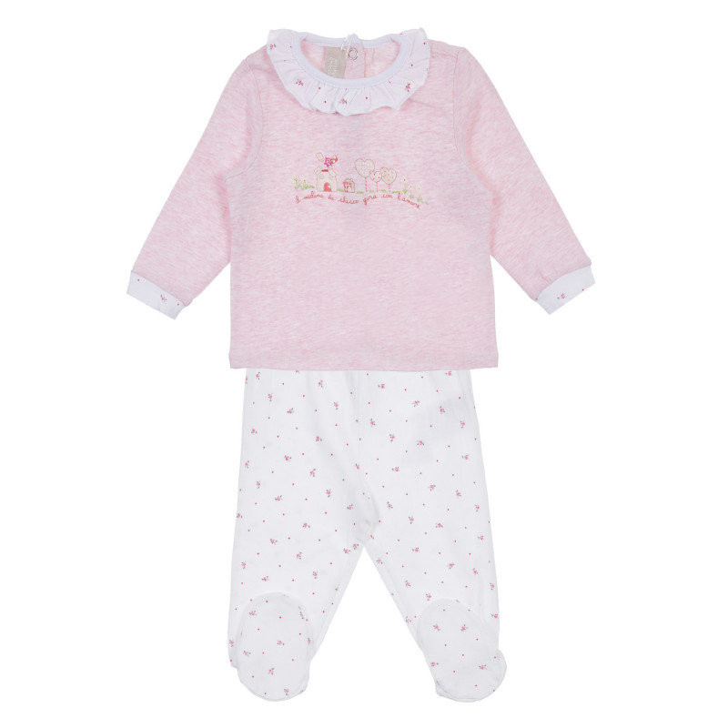 Βαμβακερό σετ μπλούζα και μποτάκια για μωρό σε ροζ και λευκό  256276