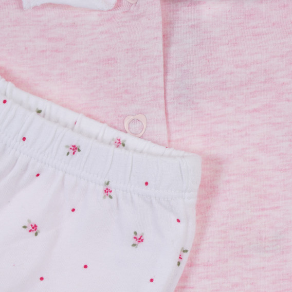Βαμβακερό σετ μπλούζα και μποτάκια για μωρό σε ροζ και λευκό Chicco 256278 4