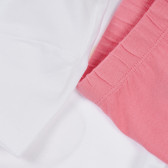 Βαμβακερό σετ μπλουζάκι και κολάν σε λευκό και ροζ χρώμα Chicco 256319 4