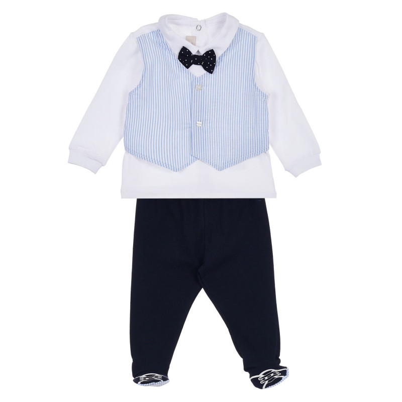 Βαμβακερό σετ με παπιγιόν για μωρό σε λευκό και μπλε χρώμα  256328