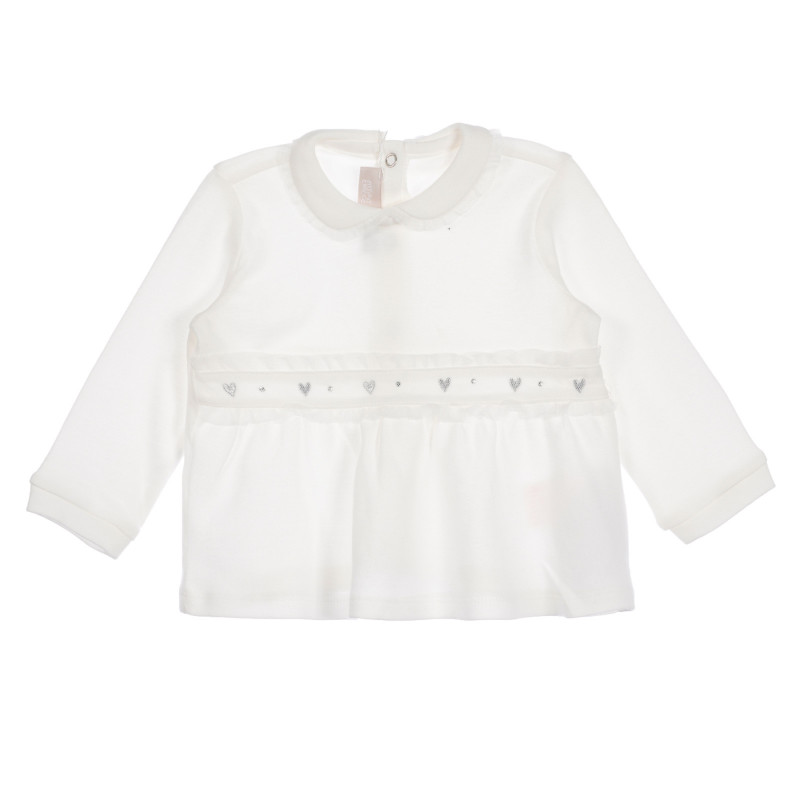 Βαμβακερό φόρεμα με μακριά μανίκια για μωρό, λευκό  256349