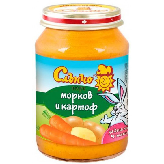 190 γρ. Πουρέ καρότα και πατάτες για παιδί 4+ μηνών Слънчо 256584 