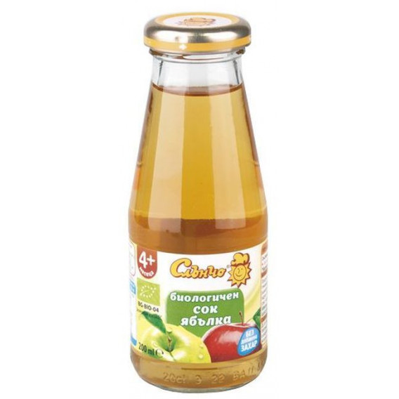 Βιολογικός χυμός μήλου σε μπουκάλι 200ml για παιδί 4+ μηνών Слънчо 256598 