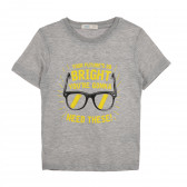 Μπλουζάκι με τύπωμα με γυαλιά και λεζάντες, σκούρο γκρι Acar 256630 