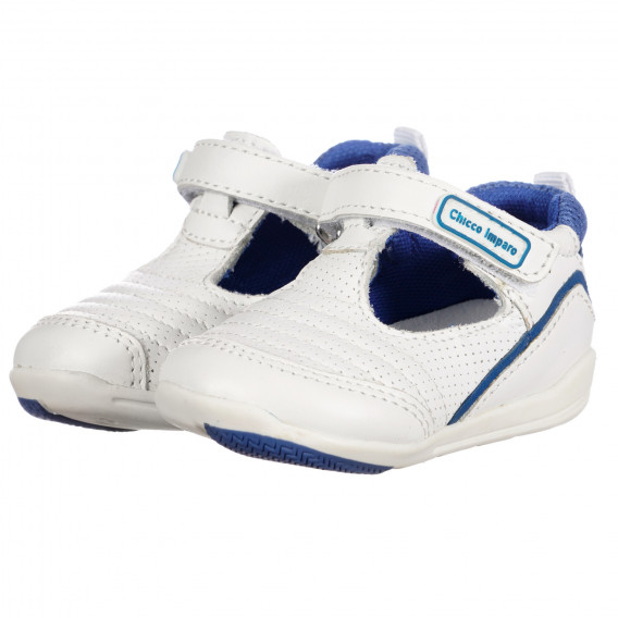 Δερμάτινα παπούτσια με μπλε τόνους για μωρά, λευκό Chicco 257605 