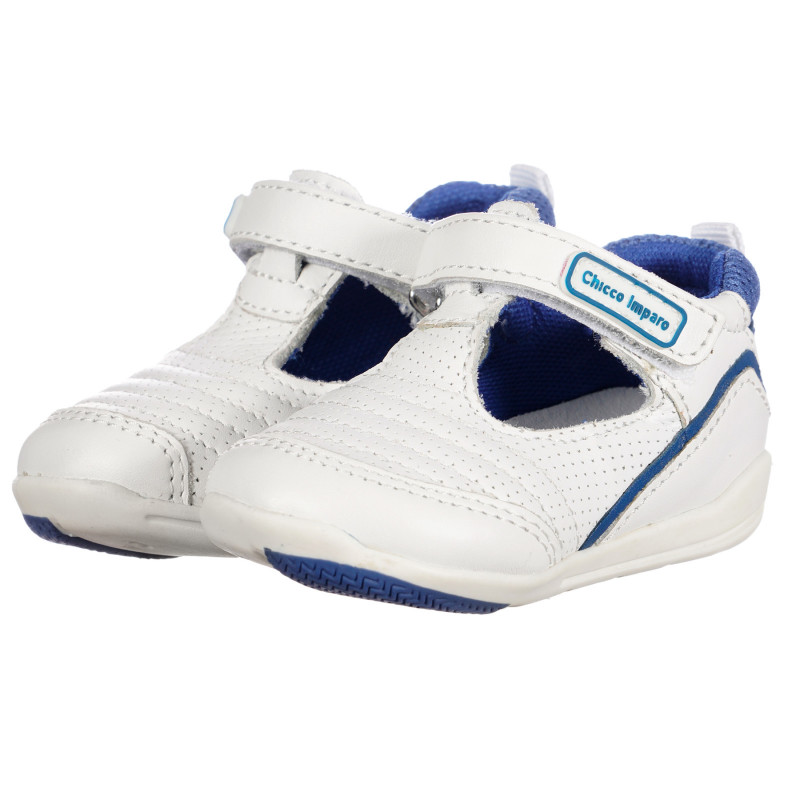Δερμάτινα παπούτσια με μπλε τόνους για μωρά, λευκό  257605