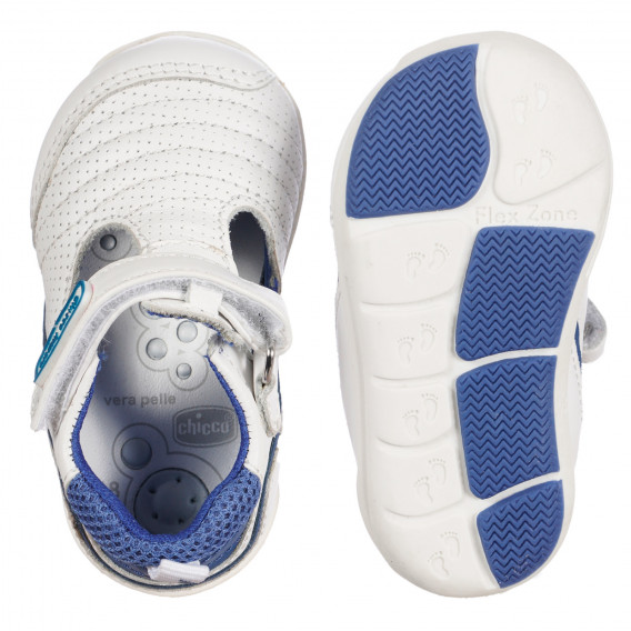Δερμάτινα παπούτσια με μπλε τόνους για μωρά, λευκό Chicco 257606 3