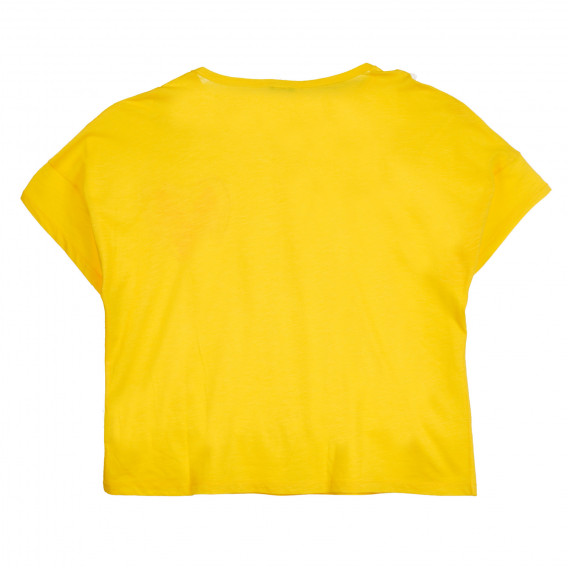 Βαμβακερό μπλουζάκι με καρδιά και επώνυμη επιγραφή για μωρό, κίτρινο Benetton 257672 8