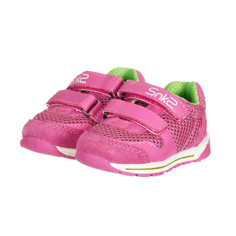 Πάνινα παπούτσια με δερμάτινες λεπτομέρειες, σε ροζ χρώμα  257802