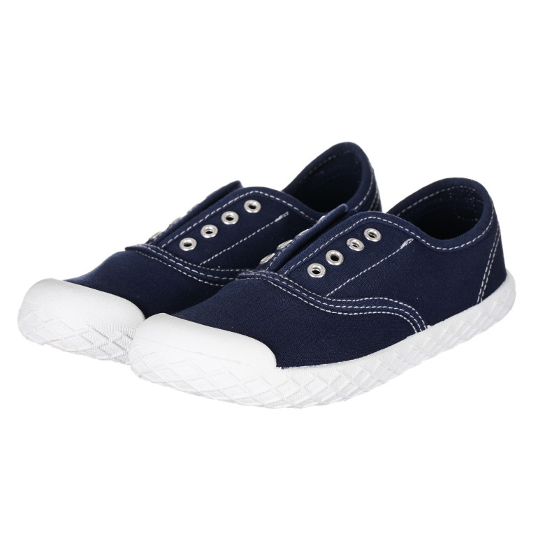 Πάνινα παπούτσια με λευκές λεπτομέρειες, σε σκούρο μπλε  257805