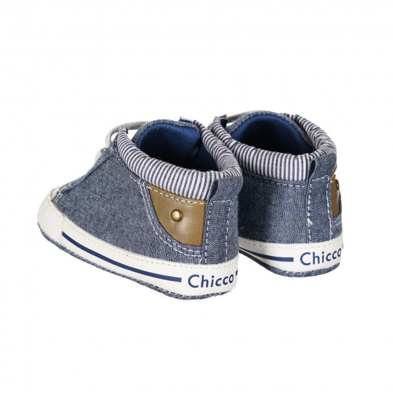 Πάνινα παπούτσια με καφέ λεπτομέρειες για μωρά, μπλε Chicco 257833 2