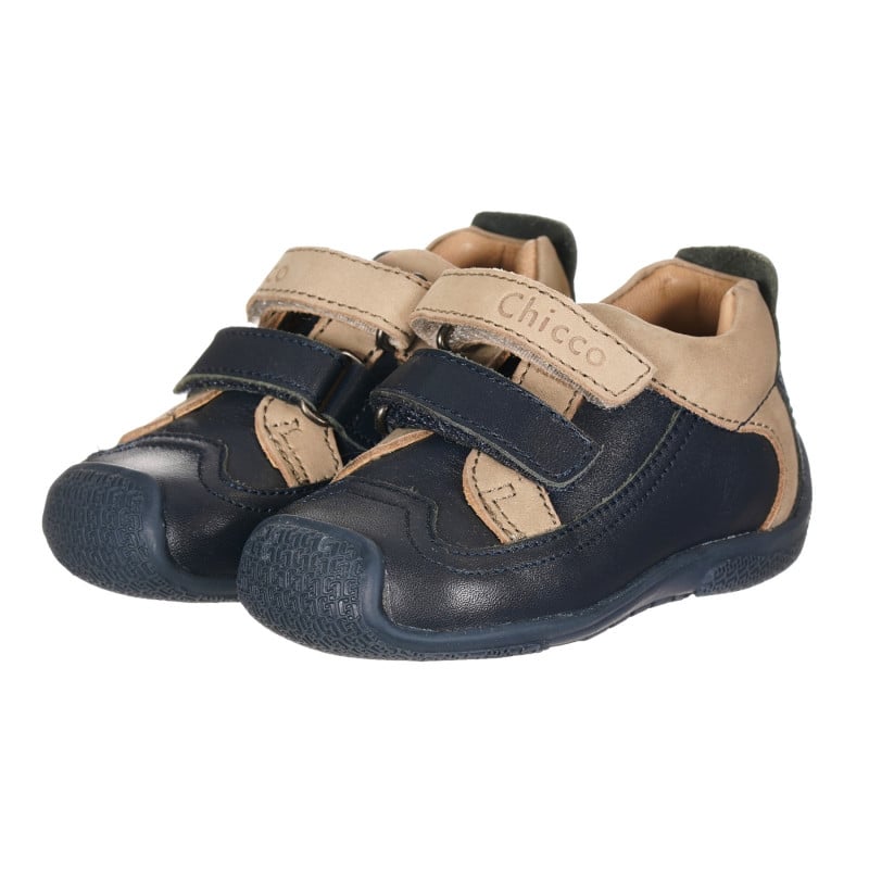 Παπούτσια με μπεζ λεπτομέρειες, σε μπλε ναυτικό χρώμα  257874