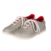 Γνήσια δερμάτινα παπούτσια με κόκκινες λεπτομέρειες, γκρι Chicco 257964 