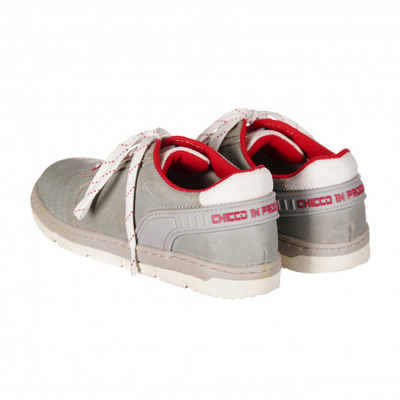 Γνήσια δερμάτινα παπούτσια με κόκκινες λεπτομέρειες, γκρι Chicco 257965 2