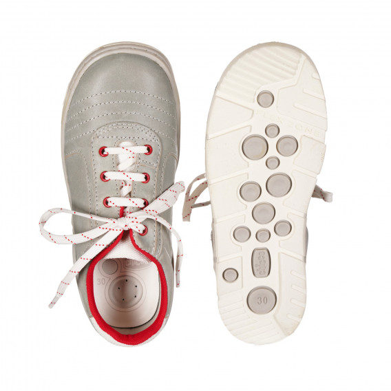 Γνήσια δερμάτινα παπούτσια με κόκκινες λεπτομέρειες, γκρι Chicco 257966 3