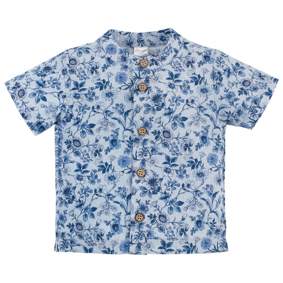 Βαμβακερό πουκάμισο με floral τύπωμα, μπλε Pinokio 258011 