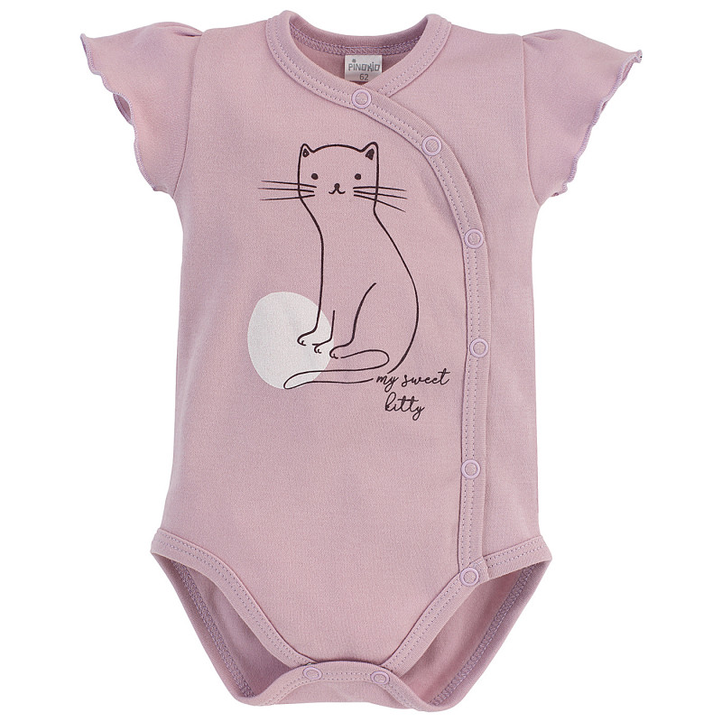 Βαμβακερό σώμα με γραφική εκτύπωση για ένα μωρό, ροζ.  258024