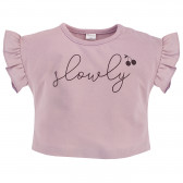 Βαμβακερή μπλούζα με κοντά μανίκια για μωρό, σε ροζ χρώμα Pinokio 258033 