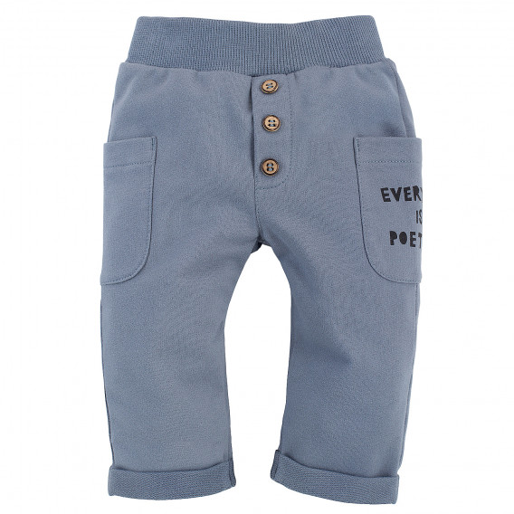 Βαμβακερό παντελόνι με διπλωμένα μπατζάκια, μπλε Pinokio 258046 