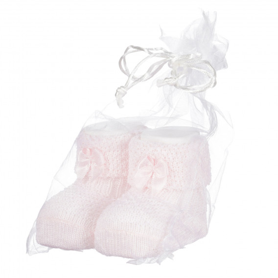 Πλεκτές κάλτσες με κορδέλες για μωρά, ροζ Chicco 258177 2