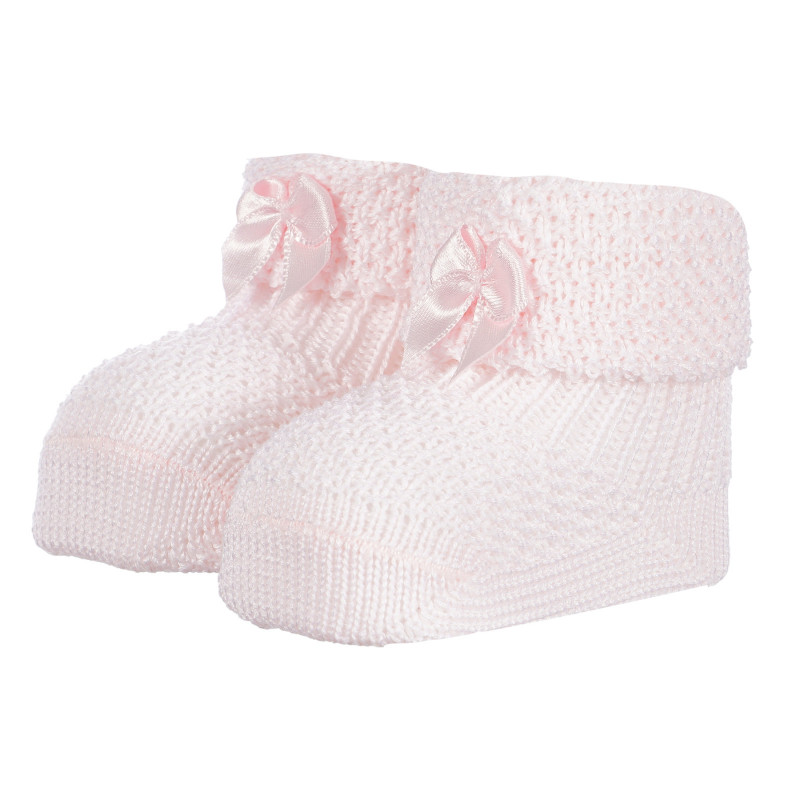 Πλεκτές κάλτσες με κορδέλες για μωρά, ροζ  258178