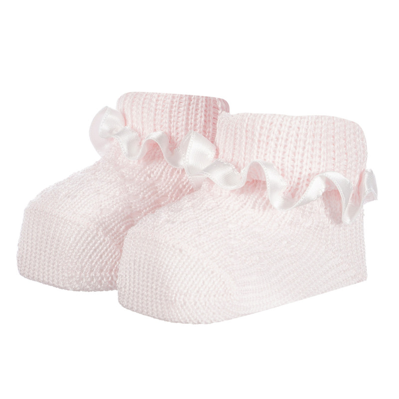 Πλεκτές κάλτσες με πτυχώσεις για μωρά, ροζ  258198