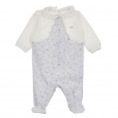 Βελούδινη φόρμα με αστέρια για ένα μωρό σε λευκό και γκρι χρώμα Chicco 258284 