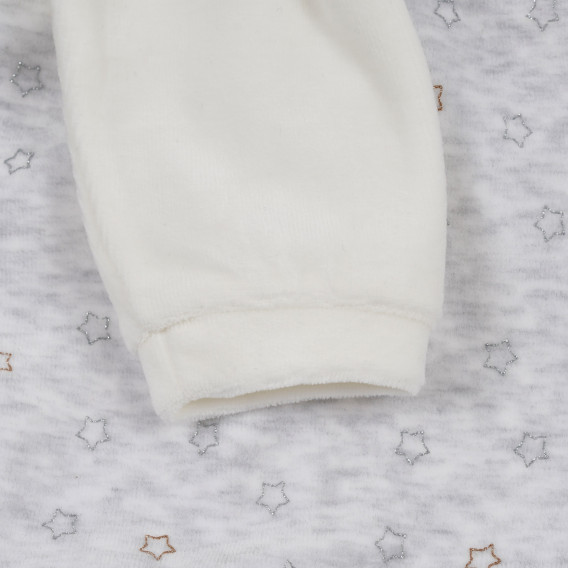 Βελούδινη φόρμα με αστέρια για ένα μωρό σε λευκό και γκρι χρώμα Chicco 258286 3