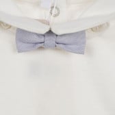 Βελούδινη ολόσωμη φόρμα με παπιγιόν για μωρά σε λευκό και μπλε χρώμα Chicco 258293 2