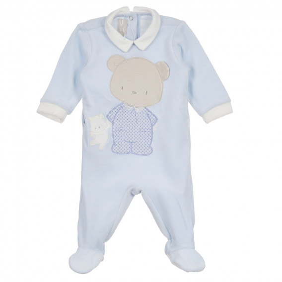 Βελούδινη ολόσωμη φόρμα με γιακά για μωρά, μπλε Chicco 258296 