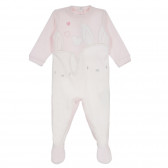 Βελούδινη ολόσωμη φόρμα με τύπωμα με λαγουδάκια για μωρά, ροζ Chicco 258335 