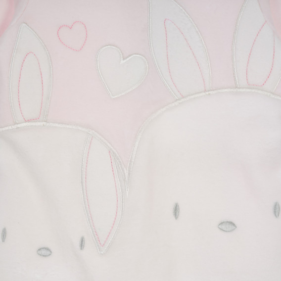 Βελούδινη ολόσωμη φόρμα με τύπωμα με λαγουδάκια για μωρά, ροζ Chicco 258336 2