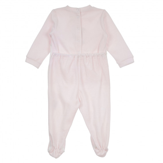 Βελούδινη ολόσωμη φόρμα με τύπωμα με λαγουδάκια για μωρά, ροζ Chicco 258338 4