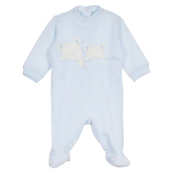 Βελούδινη ολόσωμη φόρμα με αρκουδάκια για μωρά, μπλε Chicco 258347 