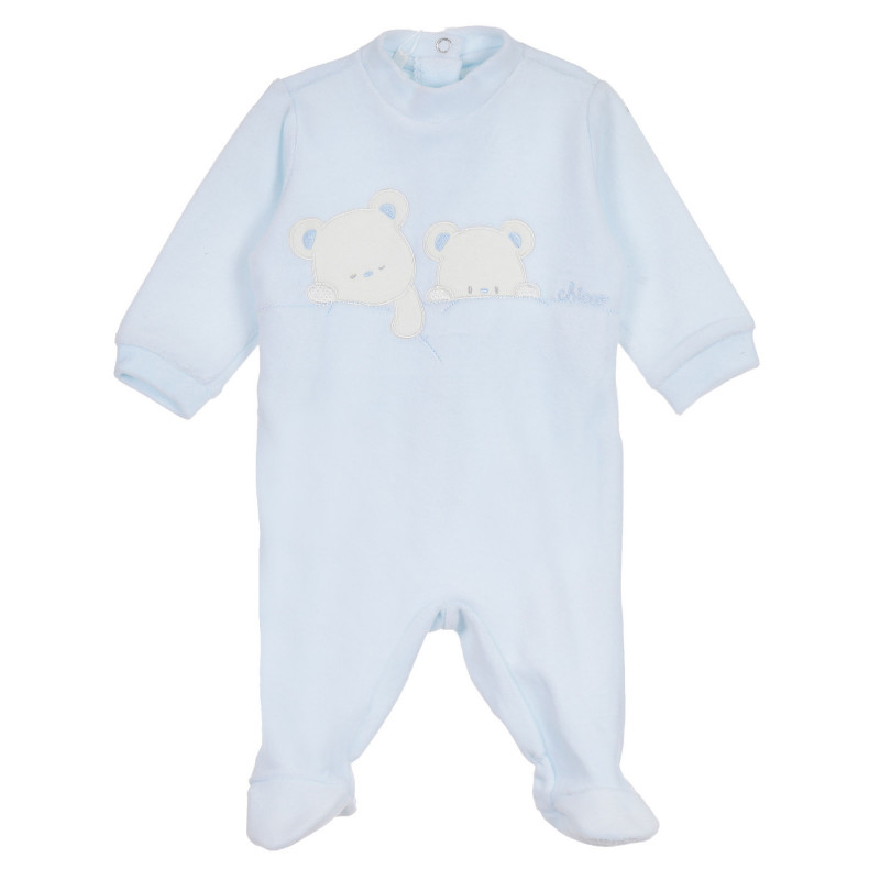Βελούδινη ολόσωμη φόρμα με αρκουδάκια για μωρά, μπλε  258347