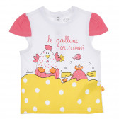 Βαμβακερό μπλουζάκι με ροζ μανίκια για μωρά, λευκό Chicco 258366 