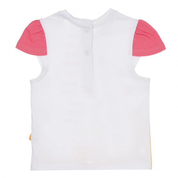 Βαμβακερό μπλουζάκι με ροζ μανίκια για μωρά, λευκό Chicco 258369 4