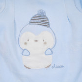 Βελούδινη ολόσωμη φόρμα με τύπωμα με πιγκουίνο για μωρά, μπλε Chicco 258396 2