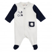 Βελούδινη φόρμα με εφαρμογές για ένα μωρό σε λευκό και μπλε χρώμα Chicco 258407 