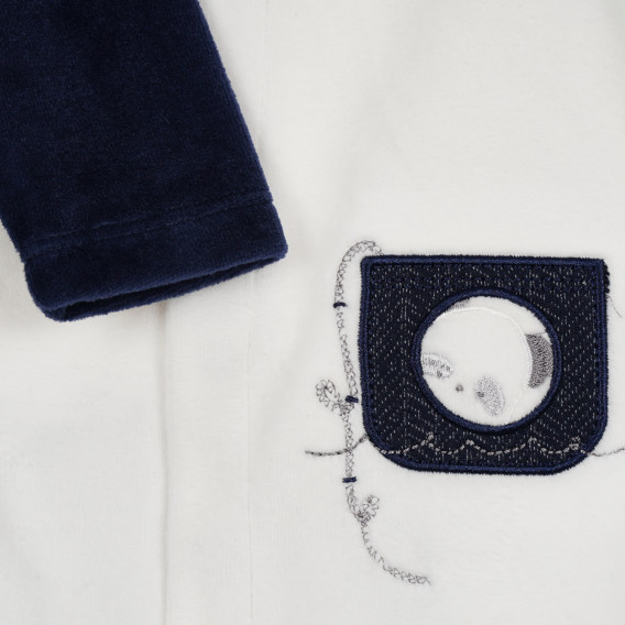 Βελούδινη φόρμα με εφαρμογές για ένα μωρό σε λευκό και μπλε χρώμα Chicco 258409 3