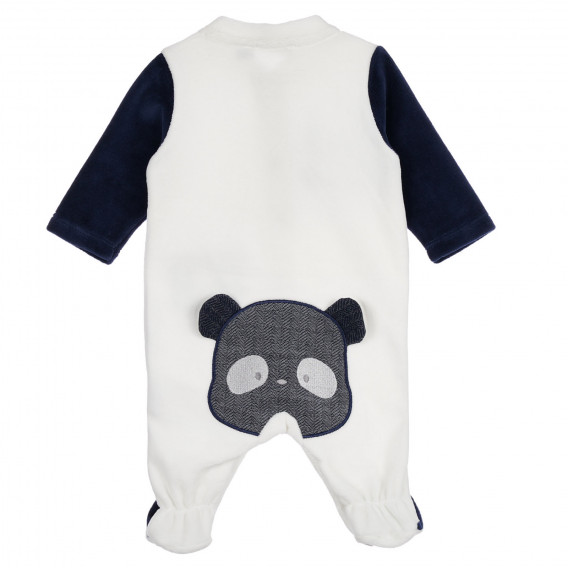 Βελούδινη φόρμα με εφαρμογές για ένα μωρό σε λευκό και μπλε χρώμα Chicco 258410 4