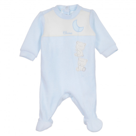 Βελούδινη φόρμα με το λογότυπο της μάρκας για ένα μωρό, μπλε Chicco 258411 