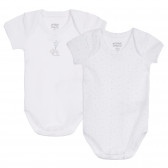 Βαμβακερό σετ από δύο κορμάκια με εικονική εκτύπωση για ένα μωρό, σε λευκό Chicco 258478 