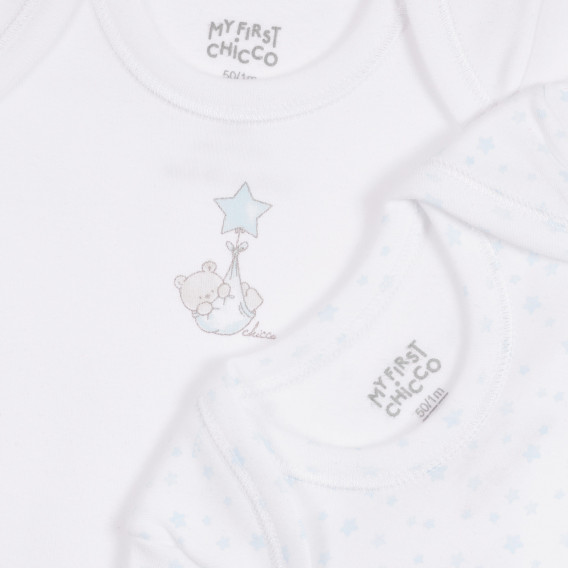 Βαμβακερό σετ από δύο κορμάκια με εικονική εκτύπωση για ένα μωρό, σε λευκό Chicco 258480 3