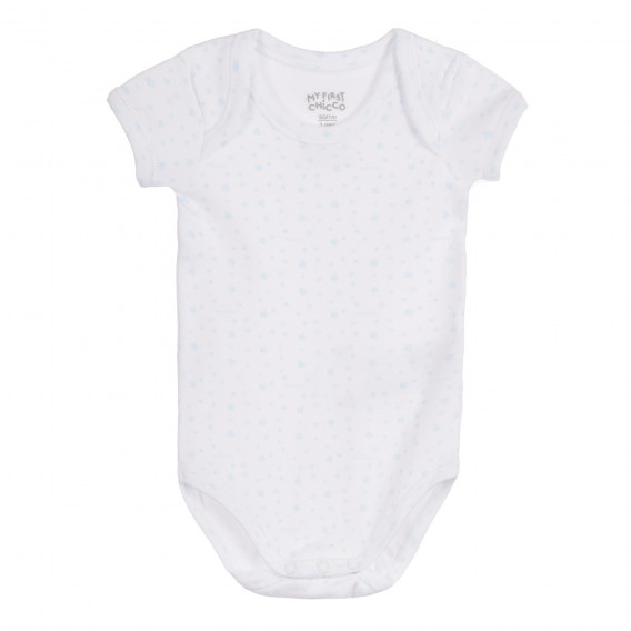 Βαμβακερό σετ από δύο κορμάκια με εικονική εκτύπωση για ένα μωρό, σε λευκό Chicco 258483 6