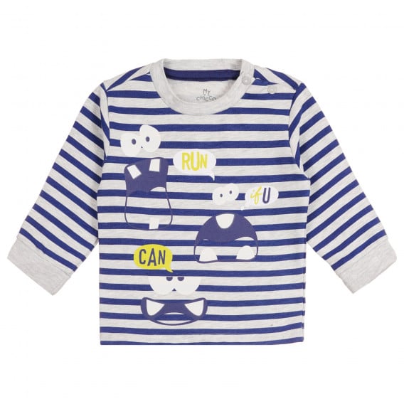 Βαμβακερές πιτζάμες με γραφική εκτύπωση για ένα μωρό σε μπλε και γκρι χρώμα Chicco 258518 2