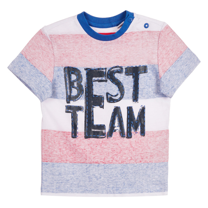 Βαμβακερό ριγέ μπλουζάκι BEST TEAM για ένα μωρό, πολύχρωμο  258673