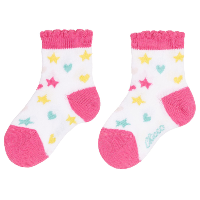 Κάλτσες με χρωματιστά αστέρια για μωρό, λευκό  258725