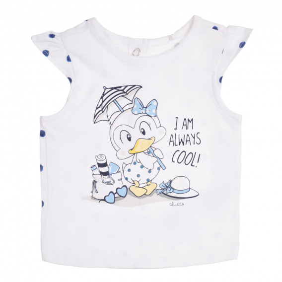 Βαμβακερό σετ μπλουζάκι και σορτς μωρού, σε λευκό και μπλε Chicco 258738 2