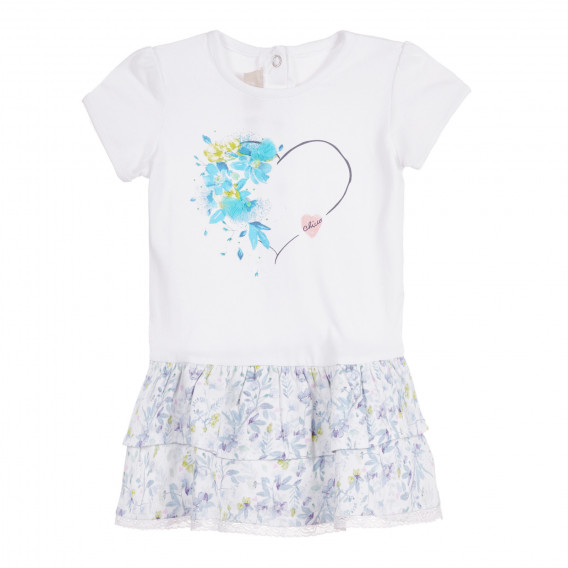 Βαμβακερό φόρεμα με λουλουδάτα μοτίβα για ένα μωρό, λευκό. Chicco 258775 